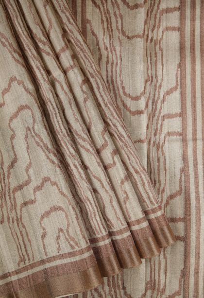 Peanut Brown Tussar Saree with Without Zari Zari Plain