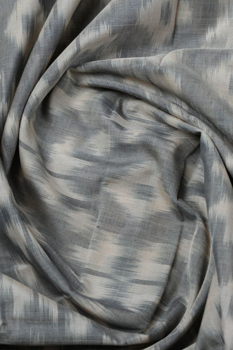 Gray Black Ikkat Cotton Sarees with Without Zari Zari Geometric Shapes view 4