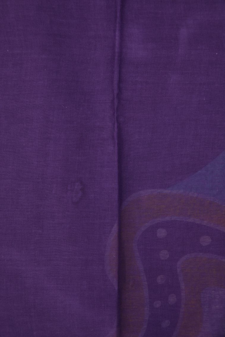 Indigo Blue Cotton Sarees with Without Zari Zari Floral Patterns view 3