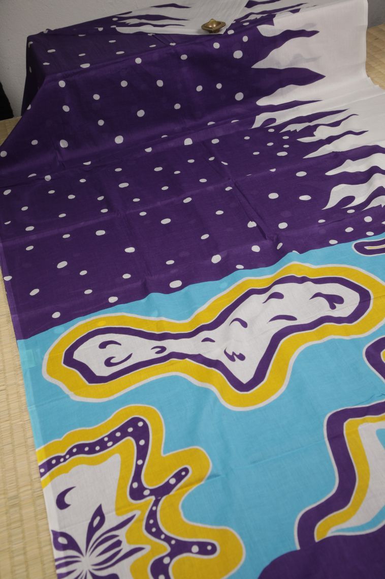 Indigo Blue Cotton Sarees with Without Zari Zari Floral Patterns view 2