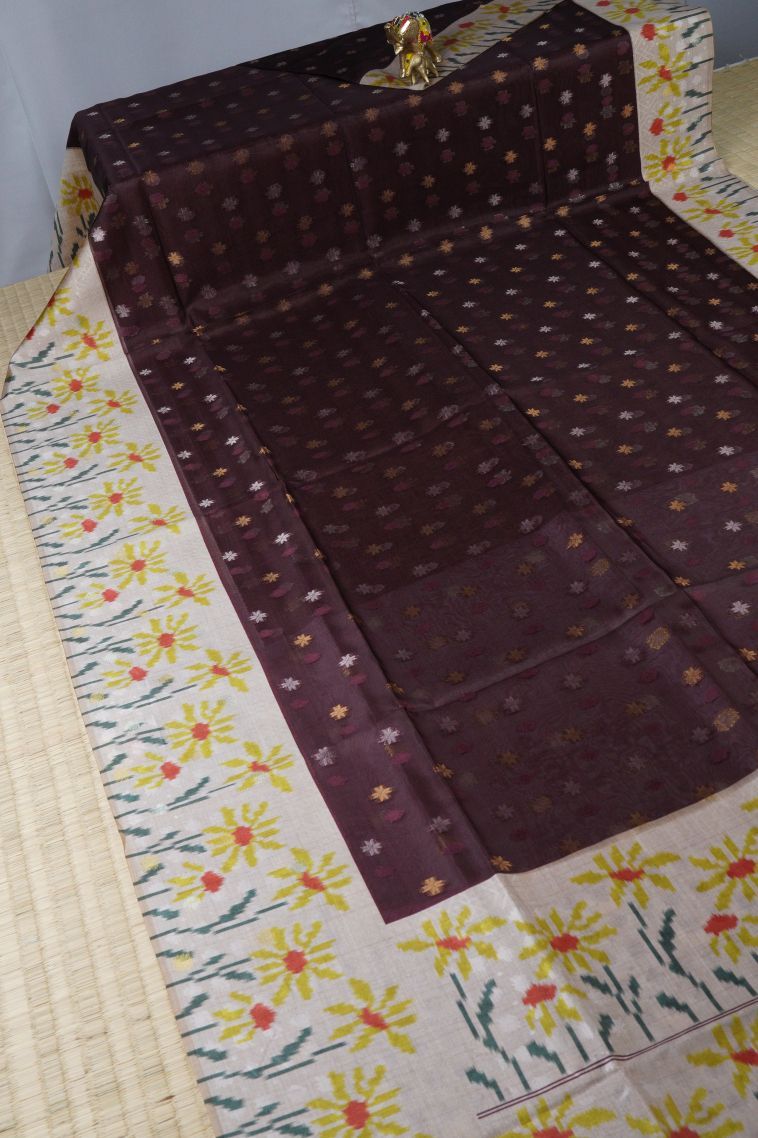 Grape Purple Tussar Saree with Without Zari Zari Buttis (small Dots Or Motifs) view 2