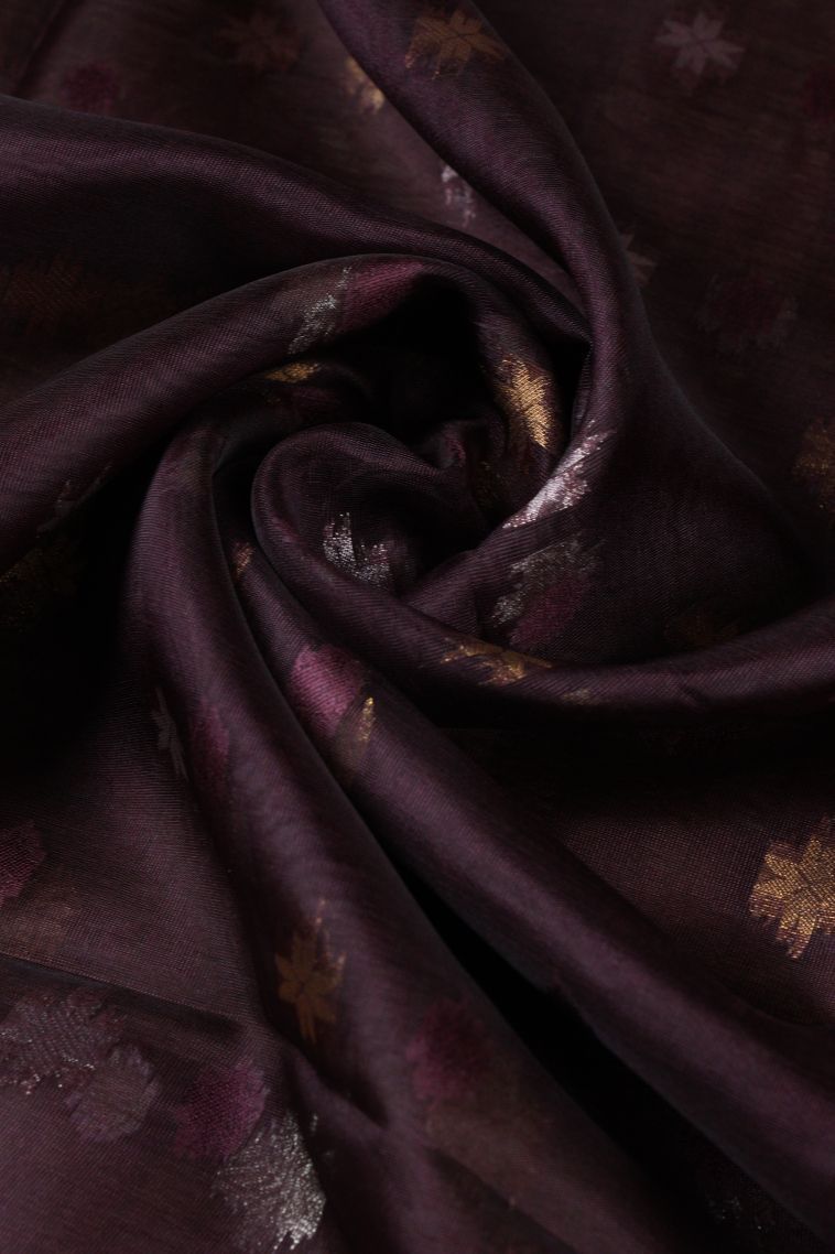 Grape Purple Tussar Saree with Without Zari Zari Buttis (small Dots Or Motifs) view 4