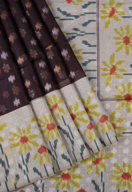 Grape Purple Tussar Saree with Without Zari Zari Buttis (small Dots Or Motifs)