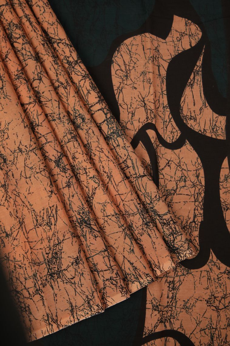 Carrot Orange Cotton Sarees with Without Zari Zari Floral Patterns view 1