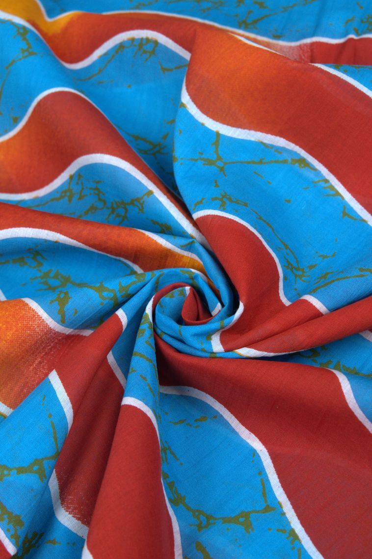 Cobalt Blue Cotton Sarees with Without Zari Zari Floral Patterns view 4