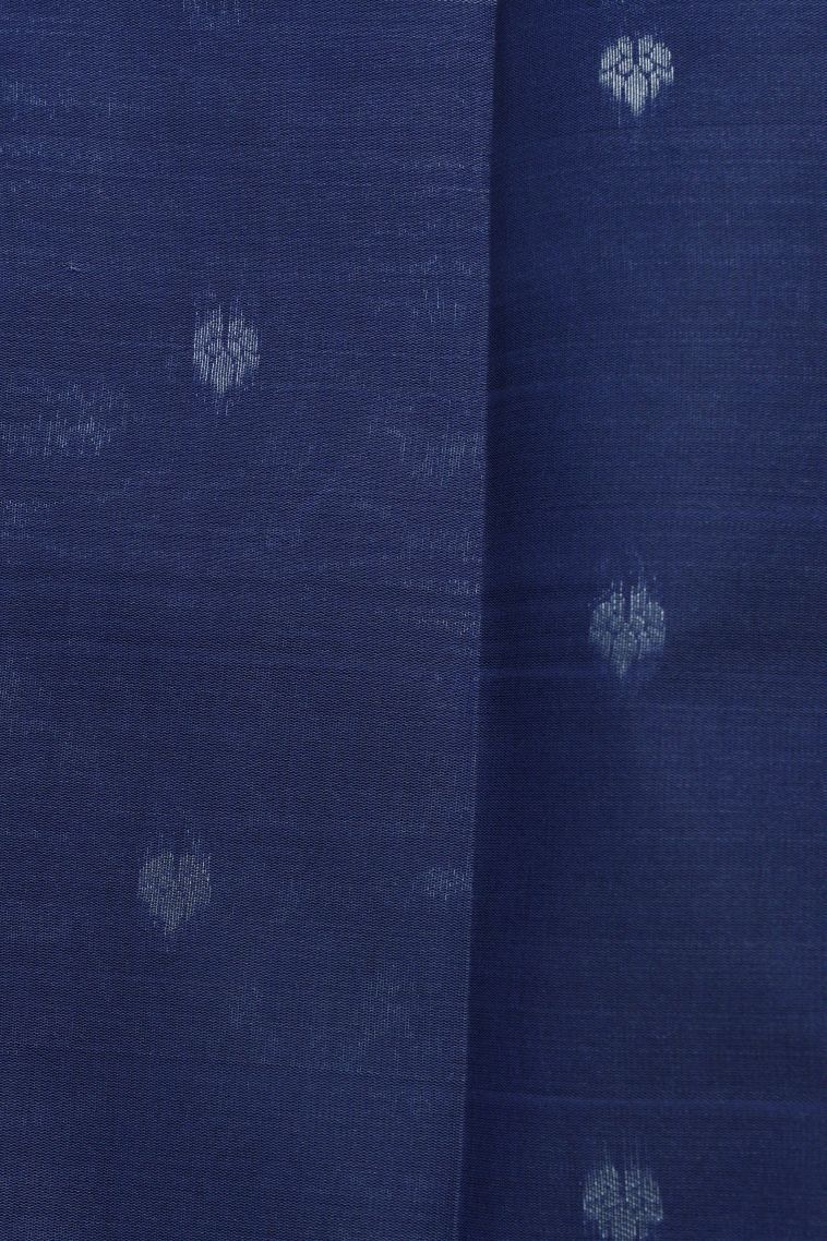 Azure Blue Visiri Madippu Silk Sarees with Silver Zari Floral Patterns view 3