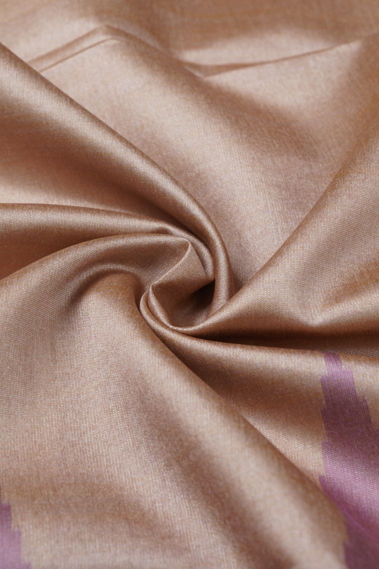 Tortilla Brown Tussar Saree with Silver Zari Floral Patterns view 4