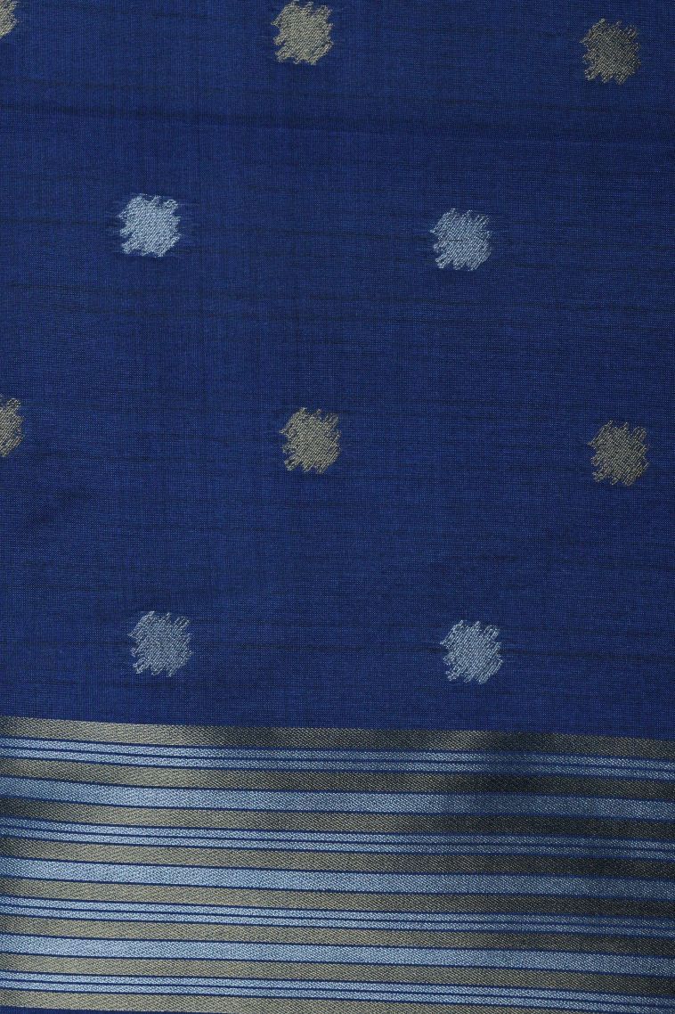Berry Blue Tussar Saree with Without Zari Zari Buttis (small Dots Or Motifs) view 3