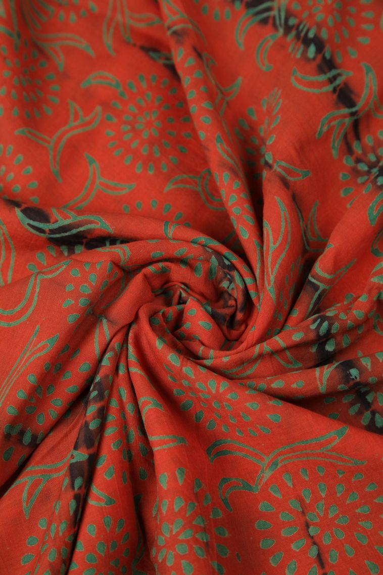 Rose  Red Cotton Sarees with Without Zari Zari Floral Patterns view 4