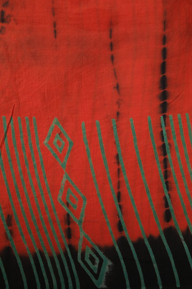 Rose  Red Cotton Sarees with Without Zari Zari Floral Patterns view 3