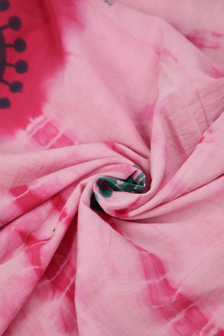 Punch Pink Cotton Sarees with Without Zari Zari Buttis (small Dots Or Motifs) view 4