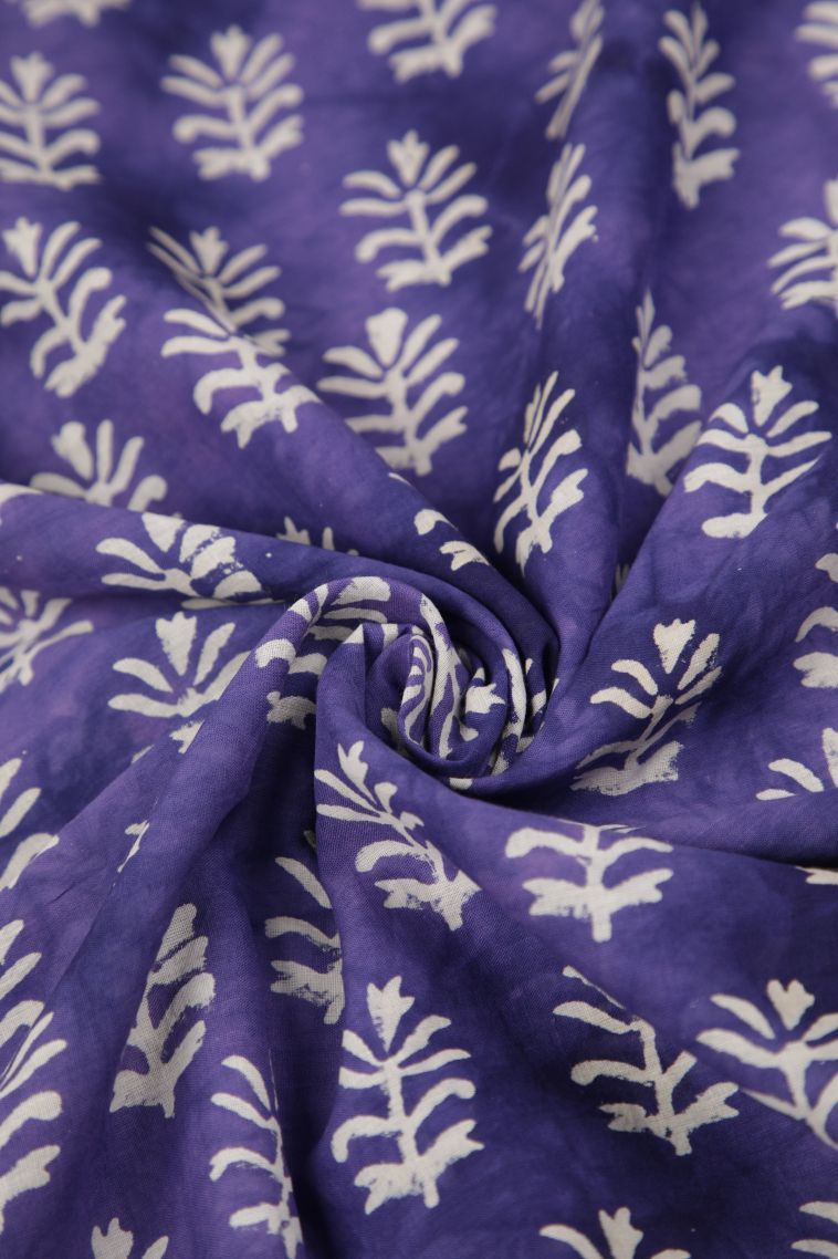 Berry Blue Cotton Sarees with Without Zari Zari Floral Patterns view 4