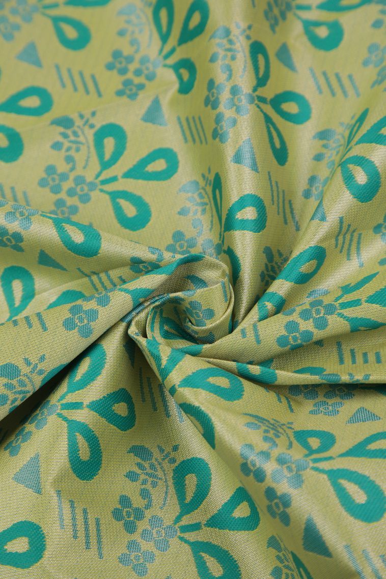 Lime Green Visiri Madippu Silk Sarees with Silver Zari Floral Patterns view 4