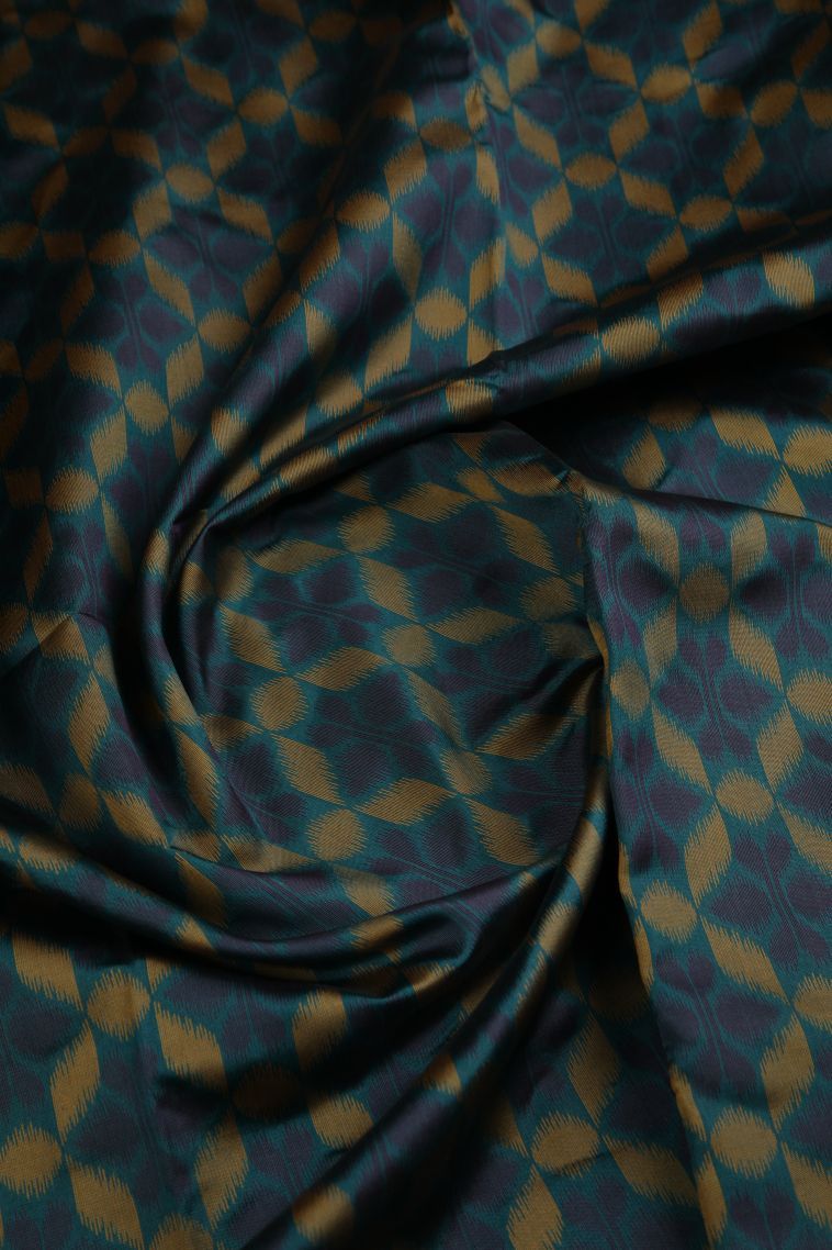 Aegean Blue Apoorva Silk Sarees with Copper Zari Geometric Shapes view 4