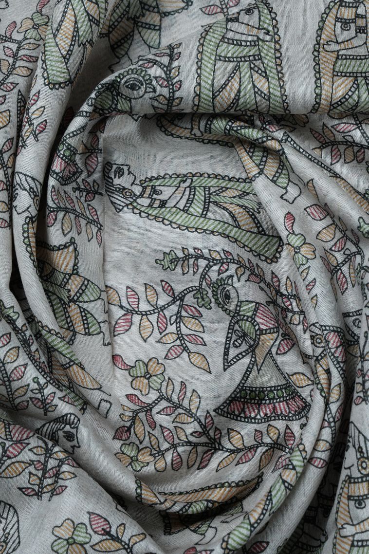 Daisy White Chanderi Cotton Sarees with Without Zari Zari Floral Patterns view 4