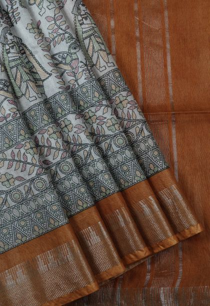 Daisy White Chanderi Cotton Sarees with Without Zari Zari Floral Patterns