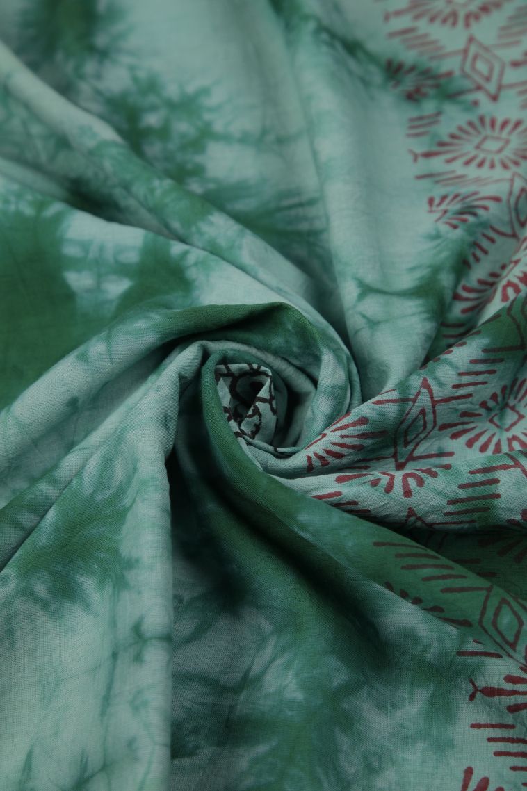 Bottle Green Cotton Sarees with Without Zari Zari Buttis (small Dots Or Motifs) view 4