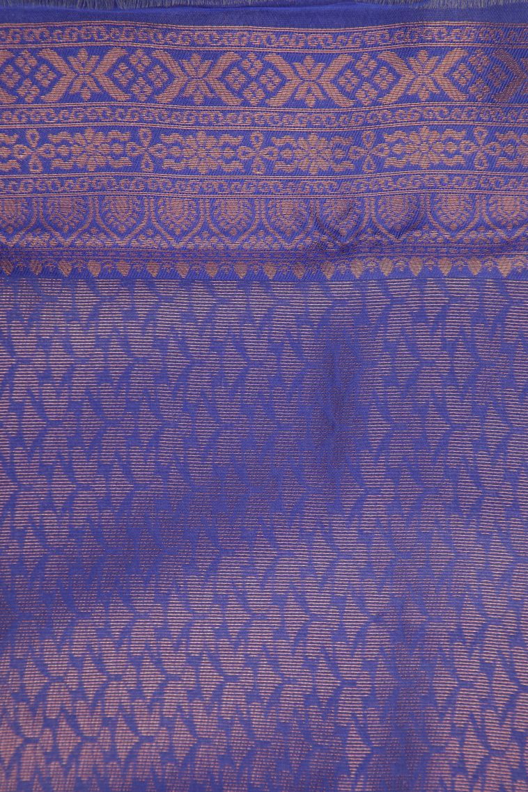 Peach Pink Apoorva Silk Sarees with Copper Zari Floral Patterns view 3