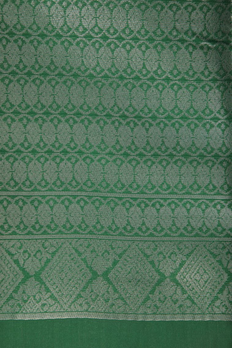 Pistachio Green Apoorva Silk Sarees with Silver Zari Floral Patterns view 3