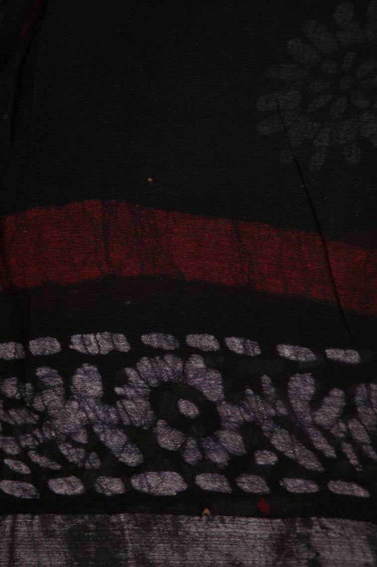 Asphalt Black Cotton Sarees with Without Zari Zari Buttis (small Dots Or Motifs) view 3