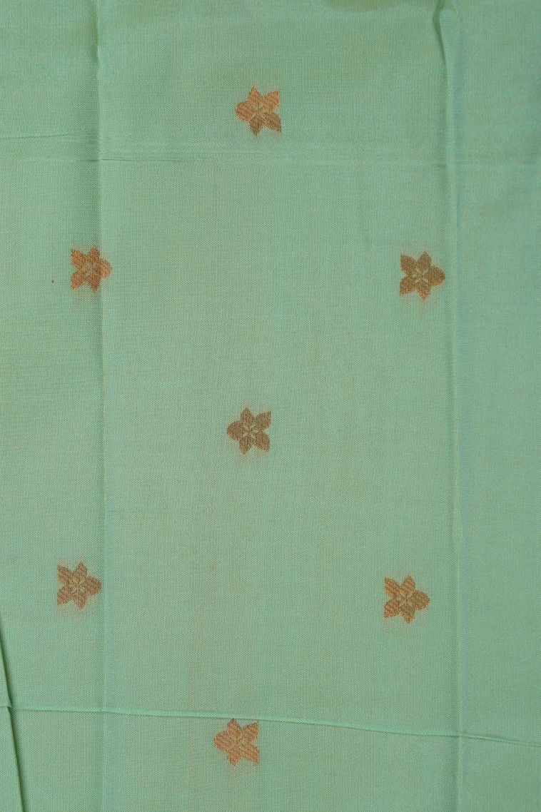 Fawn Yellow Visiri Madippu Silk Sarees with Gold Zari Buttis (small Dots Or Motifs) view 3
