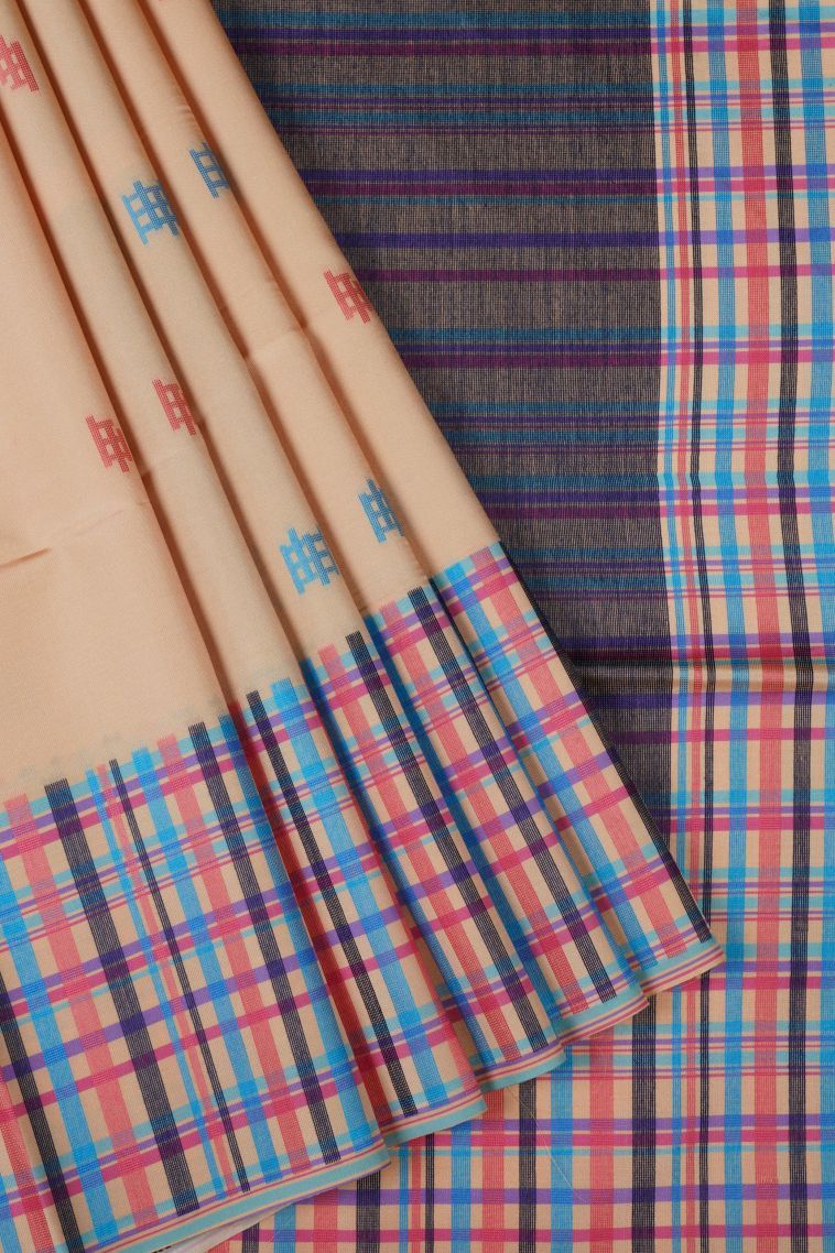 Flamingo Pink Tussar Saree with Without Zari Zari Buttis (small Dots Or Motifs) view 1