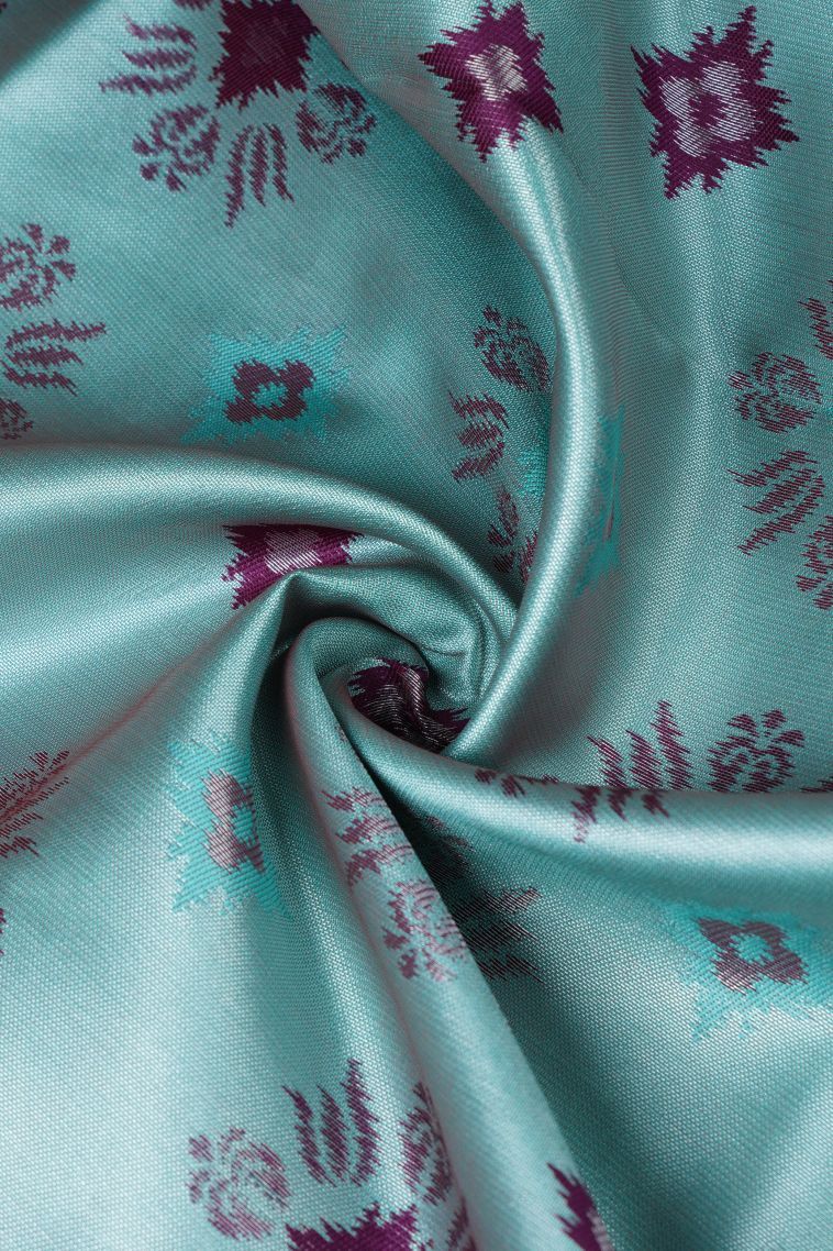 Arctic Blue Apoorva Silk Sarees with Silver Zari Buttis (small Dots Or Motifs) view 4