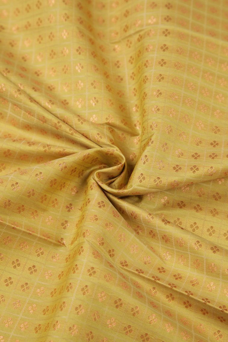 Lemon Yellow Visiri Madippu Silk Sarees with Copper Zari Checks view 4