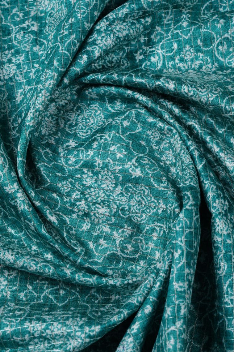 Arctic Blue Chanderi Cotton Sarees with Without Zari Zari Floral Patterns view 4