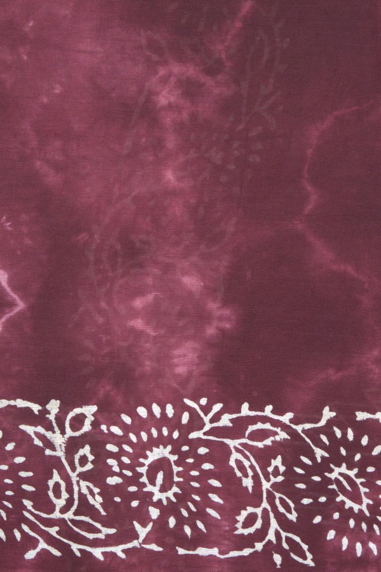 Rosewood Pink Cotton Sarees with Without Zari Zari Floral Patterns view 3