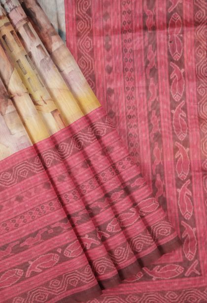 Cream White Tussar Saree with Without Zari Zari Floral Patterns