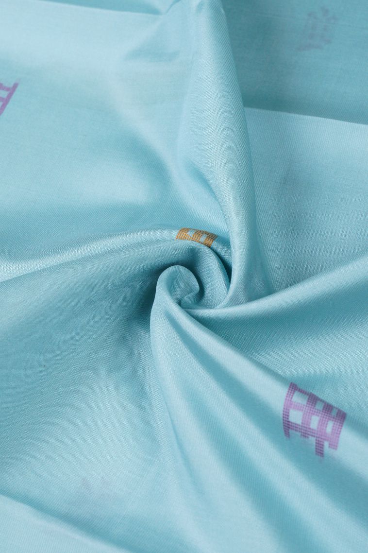 Arctic Blue Tussar Saree with Without Zari Zari Buttis (small Dots Or Motifs) view 4