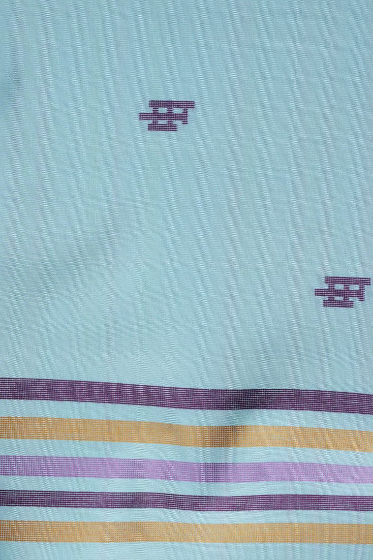 Arctic Blue Tussar Saree with Without Zari Zari Buttis (small Dots Or Motifs) view 3