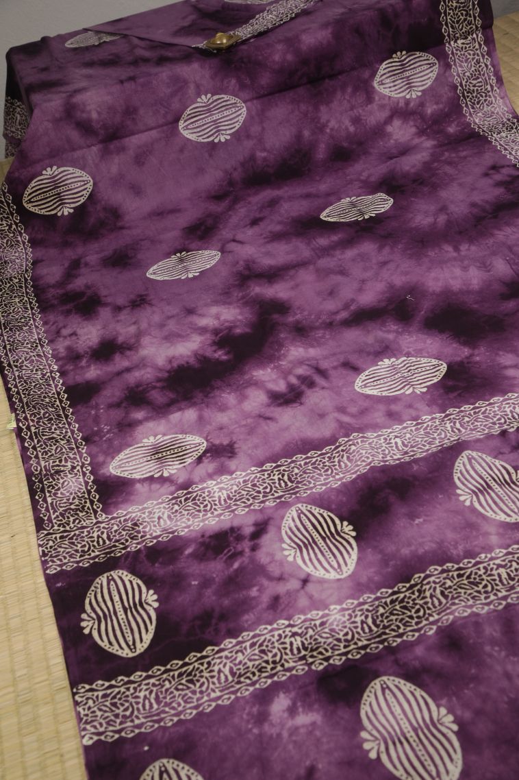 Mauve Purple Cotton Sarees with Without Zari Zari Buttis (small Dots Or Motifs) view 2