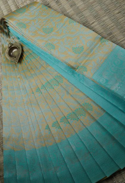 Lemon Yellow Visiri Madippu Silk Sarees with Silver Zari Floral Patterns
