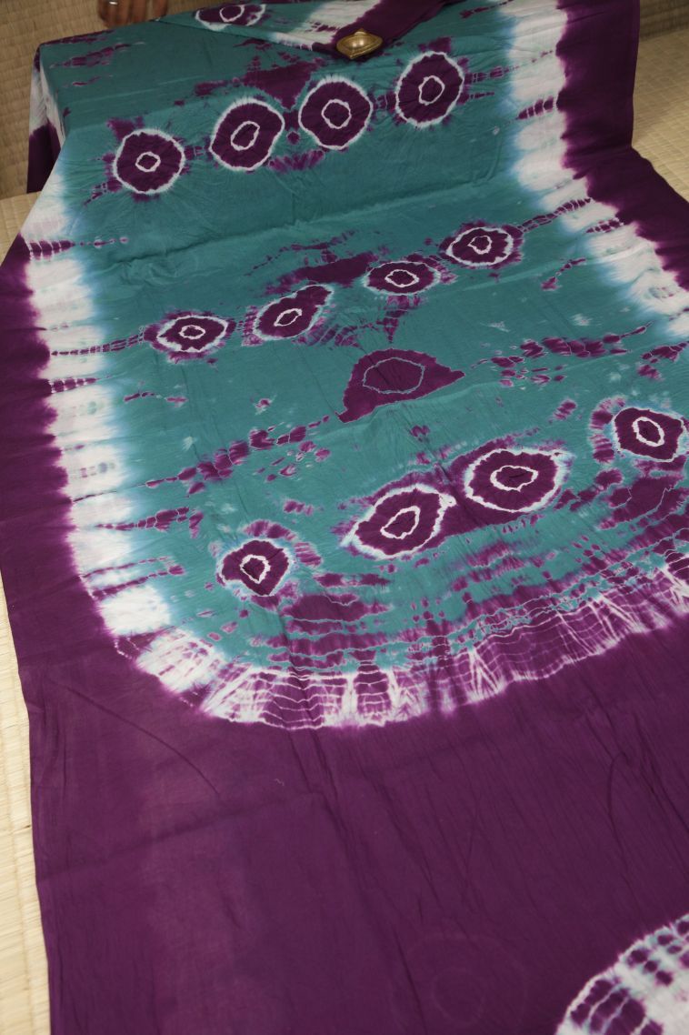 Teal Blue Cotton Sarees with Without Zari Zari Geometric Shapes view 2