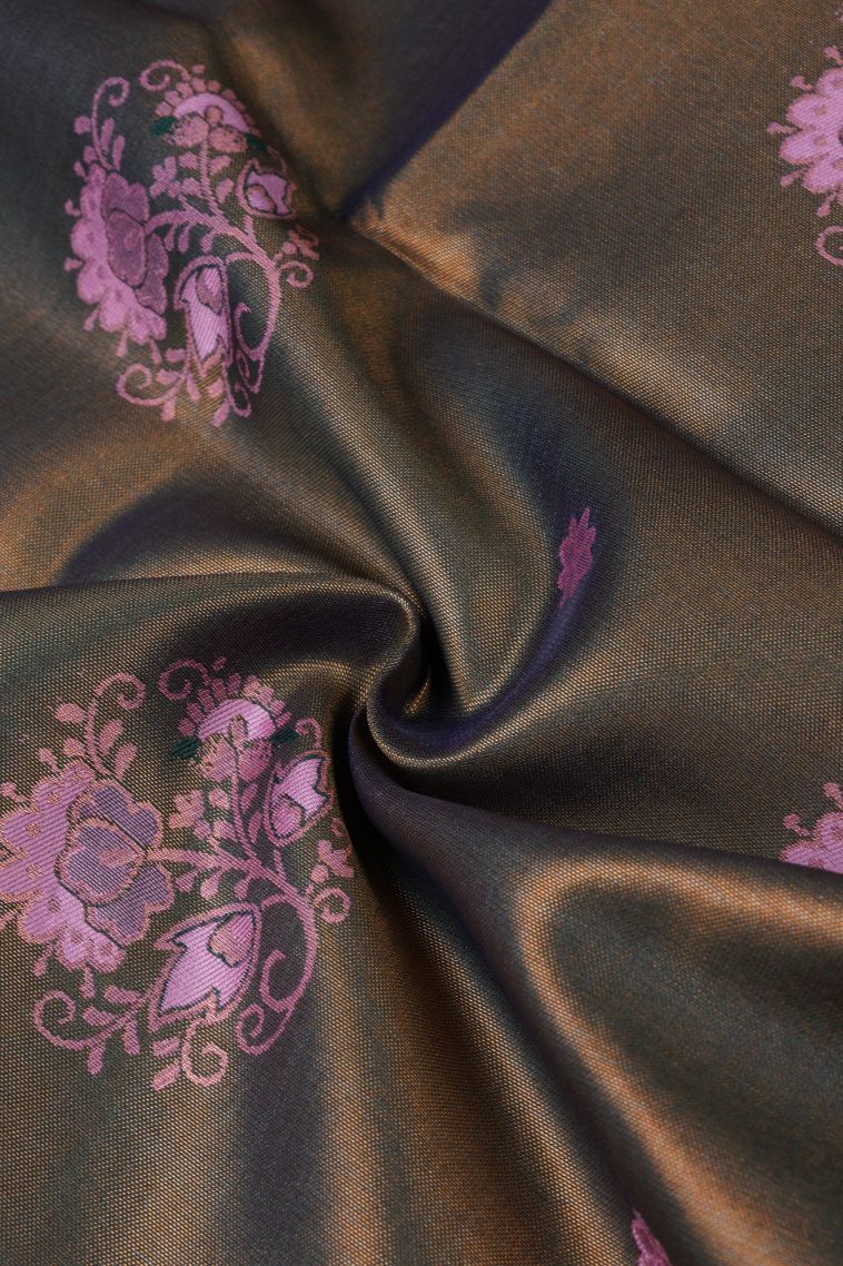 Peanut Brown Apoorva Silk Sarees with Copper Zari Buttis (small Dots Or Motifs) view 4