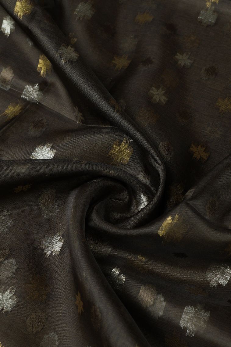 Moccon Green Tussar Saree with Without Zari Zari Buttis (small Dots Or Motifs) view 4