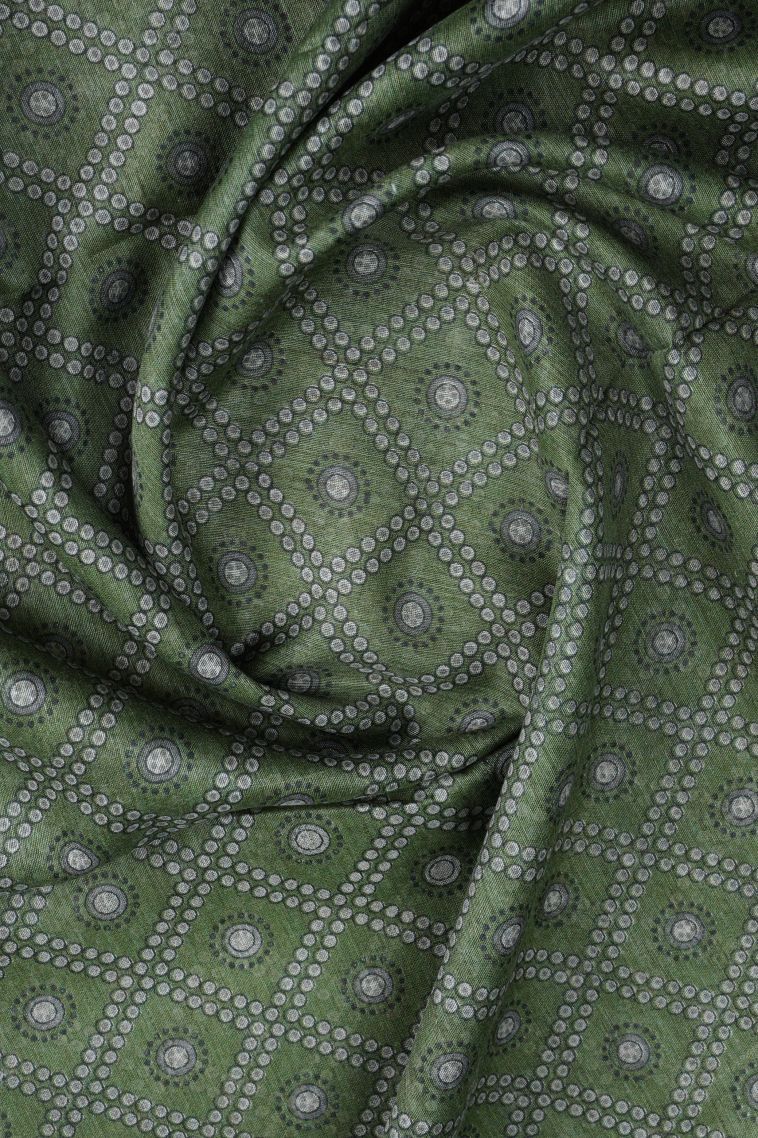 Olive Green Chanderi Cotton Sarees with Without Zari Zari Floral Patterns view 4