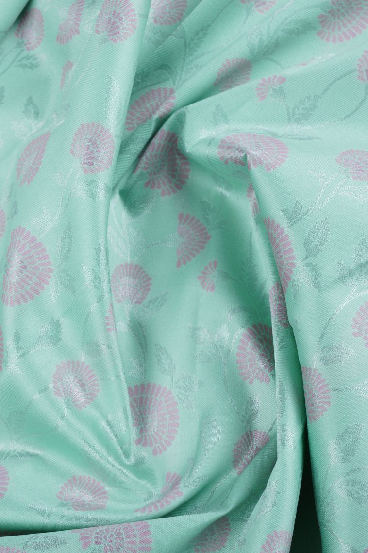 Arctic Blue Visiri Madippu Silk Sarees with Silver Zari Floral Patterns view 4