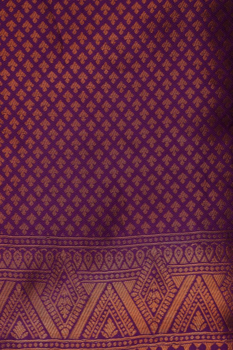 Lilac Purple Apoorva Silk Sarees with Copper Zari Floral Patterns view 3