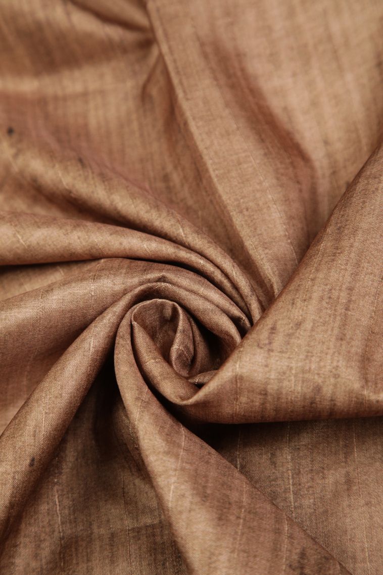 Peanut Brown Tussar Saree with Without Zari Zari Plain view 4
