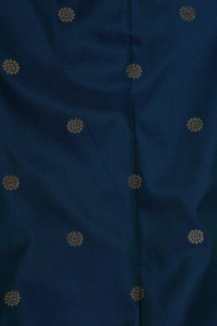 Slate Blue Visiri Madippu Silk Sarees with Gold And Silver Zari Buttis (small Dots Or Motifs) view 3