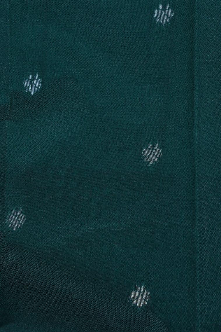Pistachio Green Visiri Madippu Silk Sarees with Silver Zari Floral Patterns view 3
