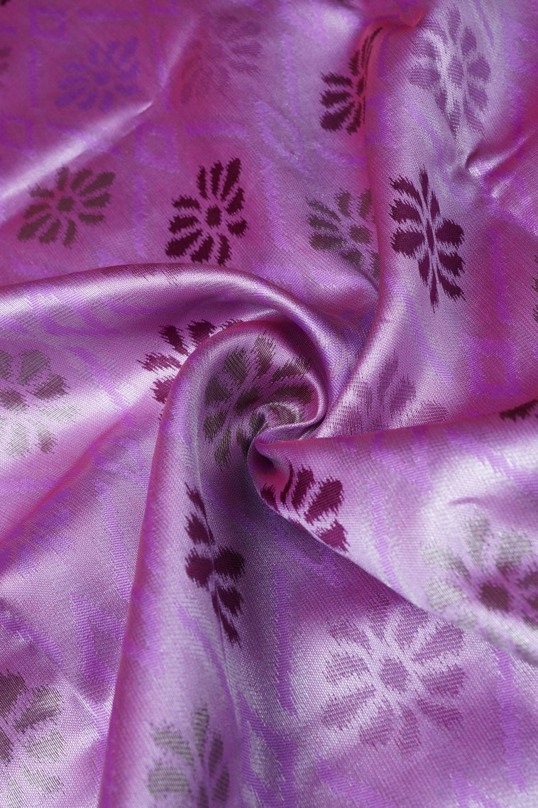 Lavender Purple Apoorva Silk Sarees with Silver Zari Buttis (small Dots Or Motifs) view 4