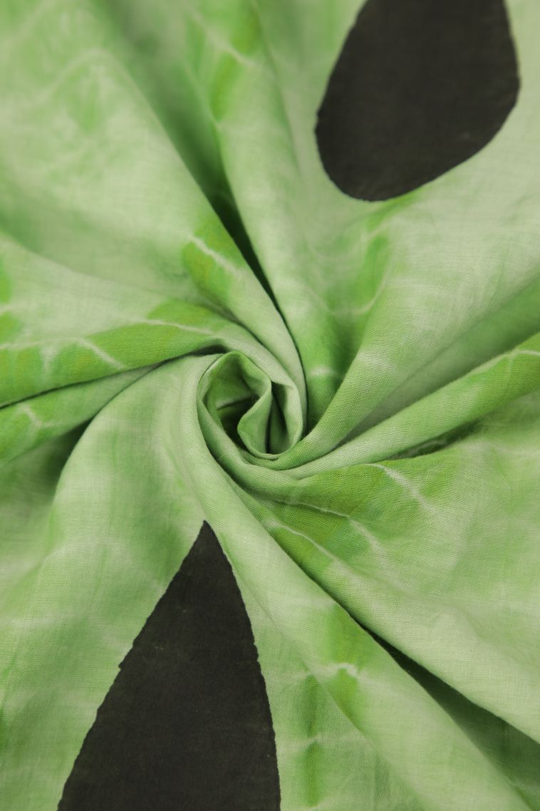 Lime Green Cotton Sarees with Without Zari Zari Buttis (small Dots Or Motifs) view 4