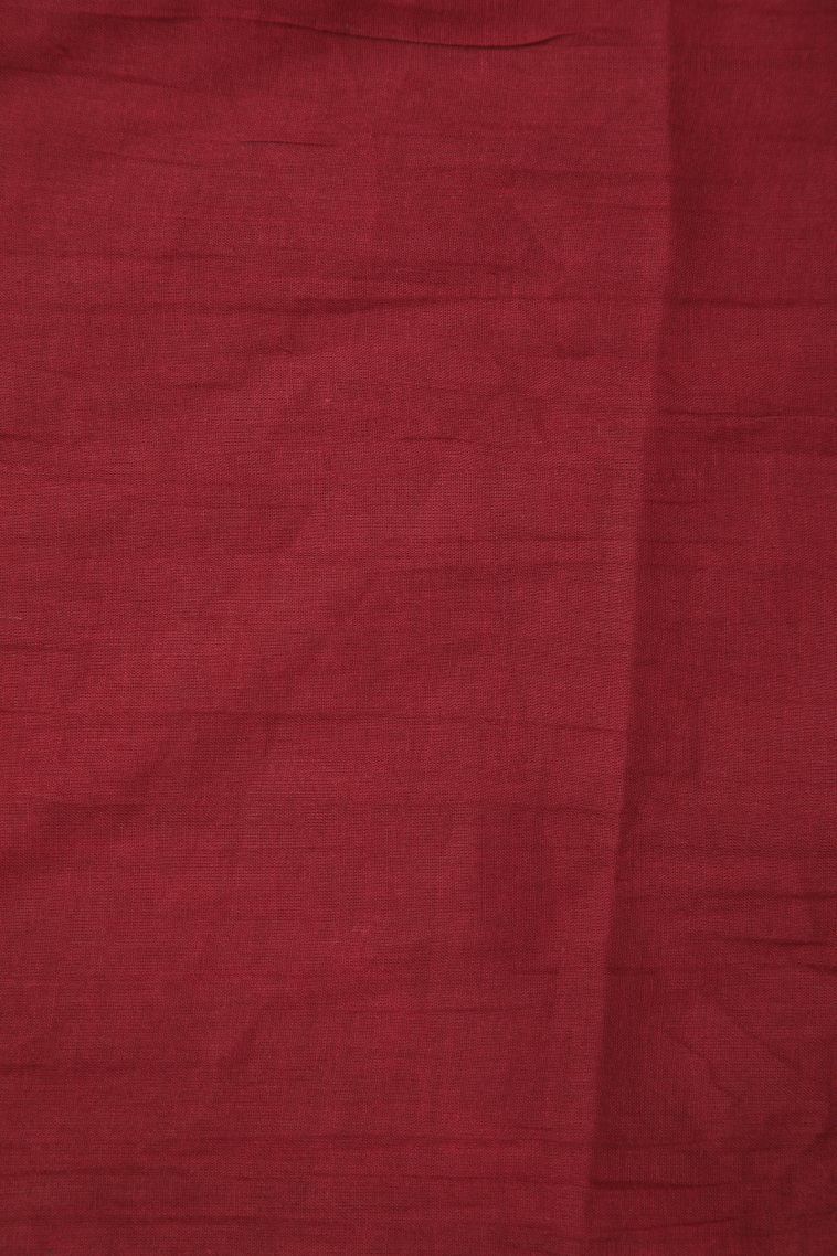 Berry Red Cotton Sarees with Without Zari Zari Floral Patterns view 3