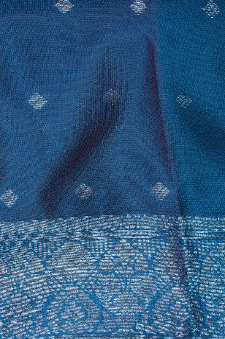 Salmon Pink Apoorva Silk Sarees with Silver Zari Floral Patterns view 3