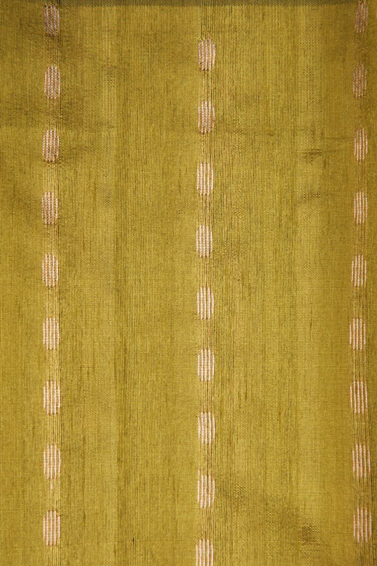 Rose  Red Tussar Saree with Copper Zari Buttis (small Dots Or Motifs) view 3