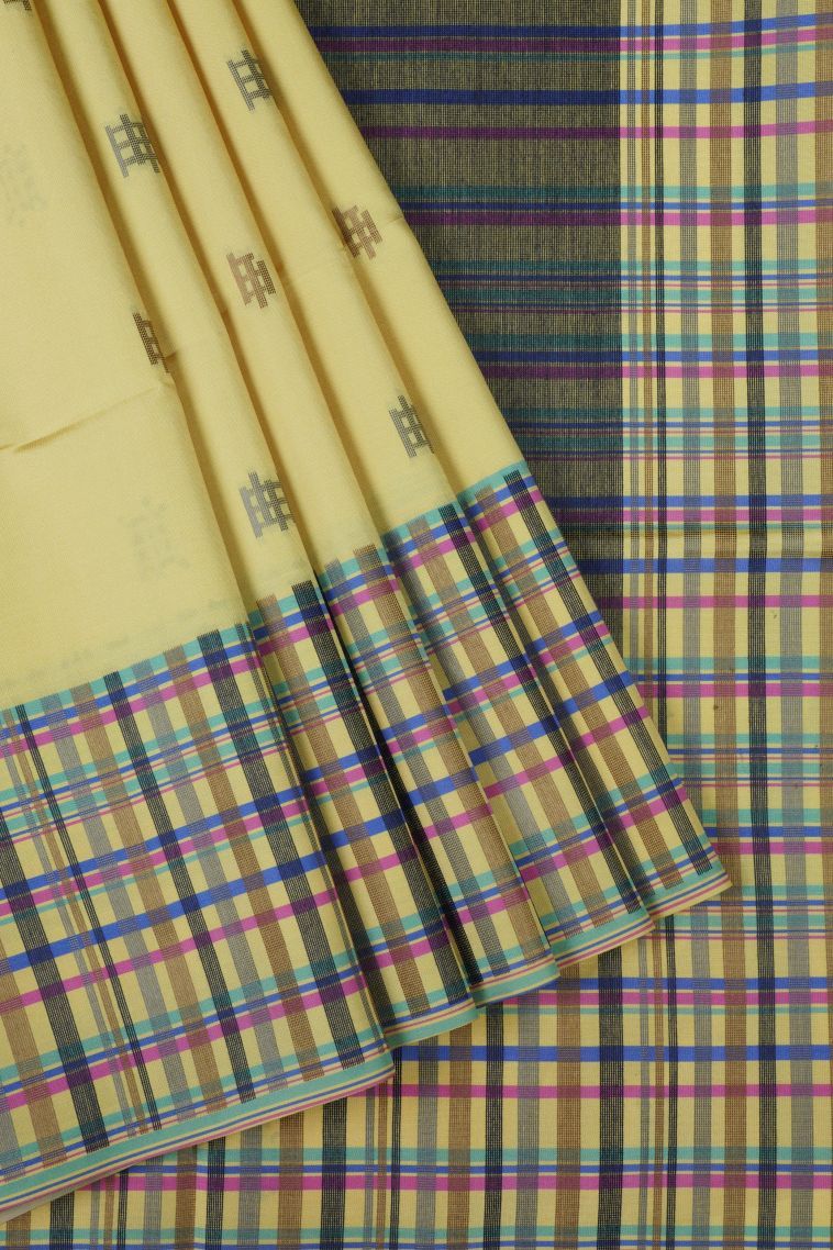 Lemon Yellow Tussar Saree with Without Zari Zari Buttis (small Dots Or Motifs) view 1